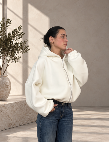 Rozpinana bluza oversize "Creamy Cloud", Dostępny, Biały, jeden rozmiar