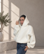 Rozpinana bluza oversize "Creamy Cloud", Dostępny, Biały, jeden rozmiar