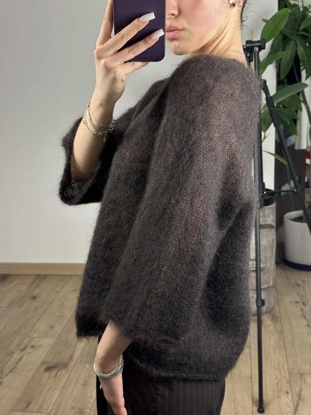 Sweter Oversize z Kid Moheru &ndash; Chunky, Dostępny, Czekoladowy, S/M