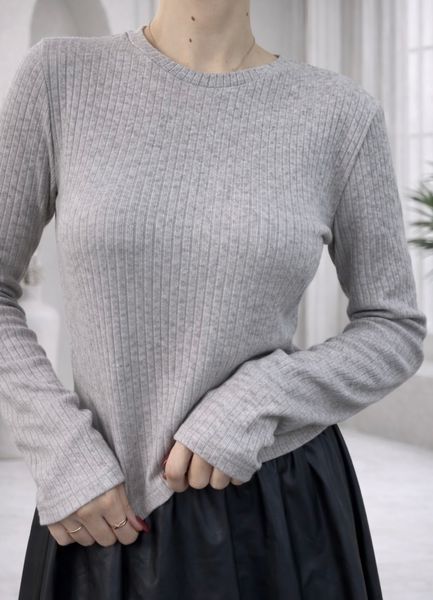Stylowy Longsleeve w Prążek, Dostępny, Mokka, XS