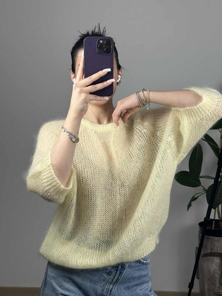 Sweter Cloud &ndash; Kid Mohair Premium, Dostępny, Ż&oacute;łty, S/M