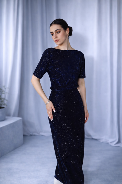 Komplet "Midnight Glam", Dostępny, Ciemny niebieski, S