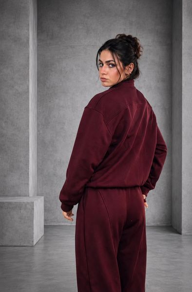 Cotton  Wide Leg Set, Dostępny, Bordowy, XS