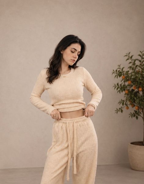 Komplet dwuczęściowy ''Peach  Set'', Dostępny, brzoskwiniowy, S