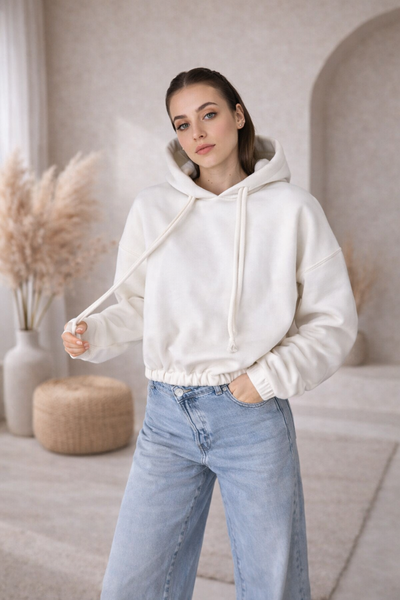 Bluza z Kapturem "Dark Mocha" &ndash; Boxy Oversize, Dostępny, Biały, jeden rozmiar