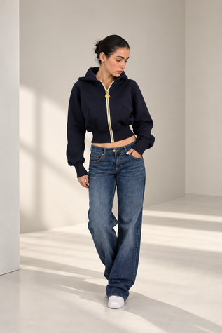 Bluza &sbquo; Midnight Chic Zip-Up&rsquo;, Dostępny, Ciemny niebieski, S