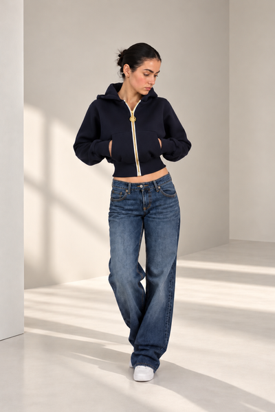 Bluza &sbquo; Midnight Chic Zip-Up&rsquo;, Dostępny, Ciemny niebieski, S